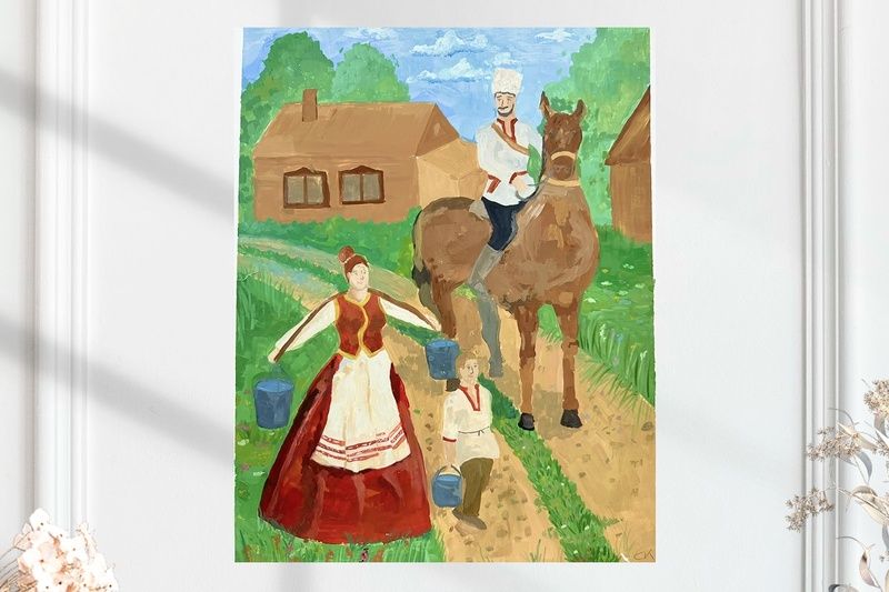 Казачья семья (размер 32х42)