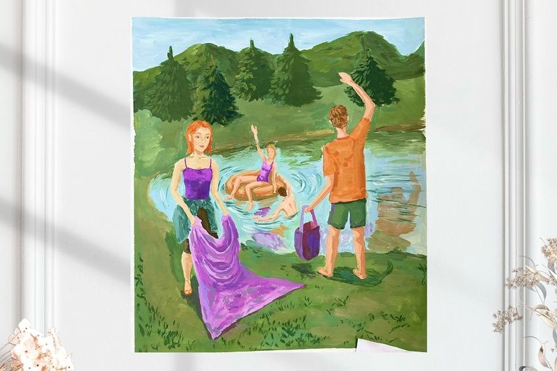 На озере (размер 46х41)